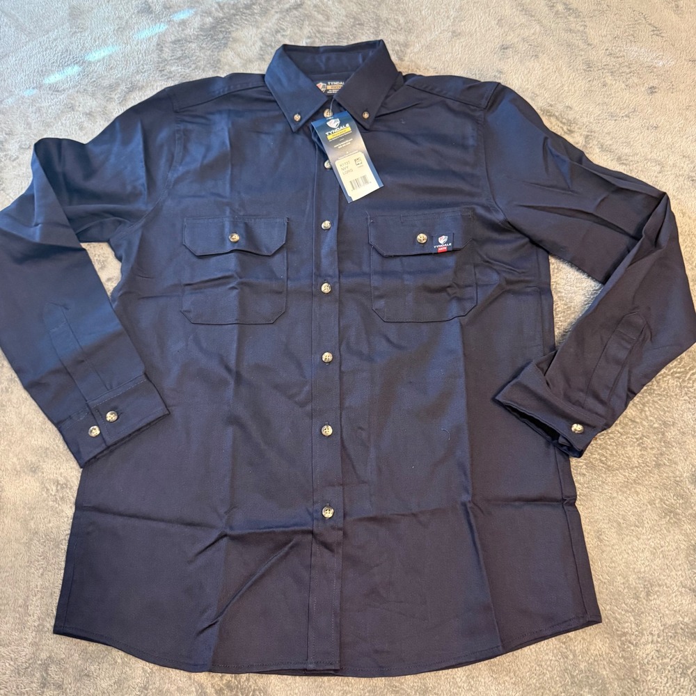 Tyndale Women's Workwear FR Button Up Work Shirt Long Sleeve Navy K173T‎ NWT